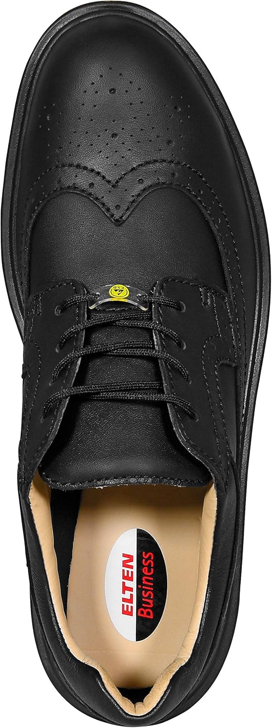 ELTEN Sicherheitsschuhe OFFICER ESD S2, Damen und Herren, Leder, Stahlkappe, leicht, elegant, Schwar