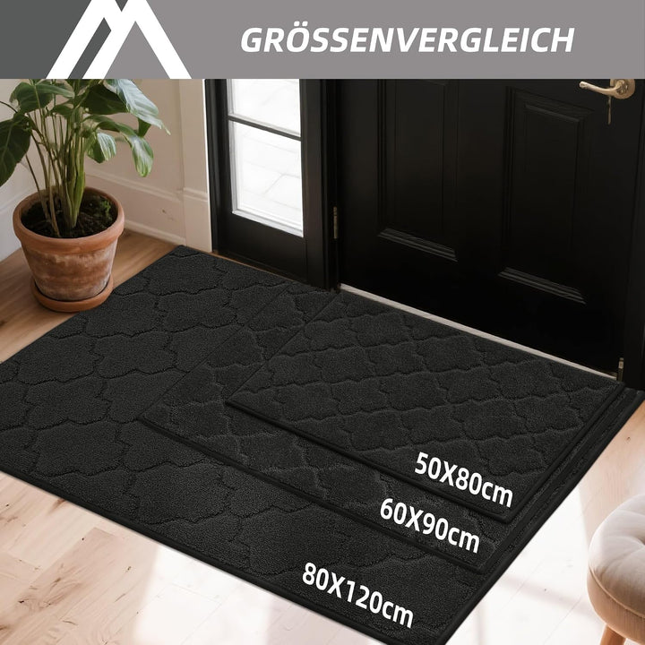 COSY HOMEER Fussmatte Innen 50 x 80 cm, Schmutzfangmatte Schwarz 50 x 80 cm (Rechteckig) Schwarz, 50