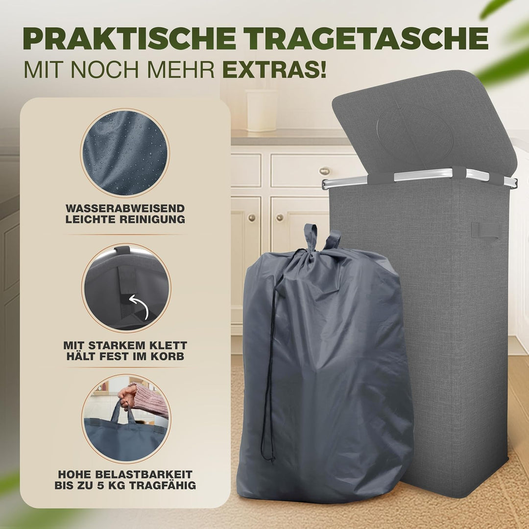 Pfandflaschen Sammelbehälter mit Tragetasche, Reissverschluss, Metallrahmen und Drehdeckel am Pfandf