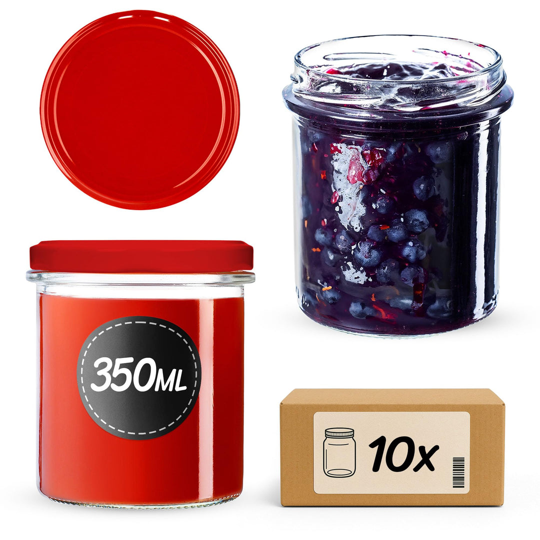 KADAX 10er Set Marmeladengläser 350ml TO82, Einmachgläser Vorratsgläser Mason Jar mit Schraubdeckel,