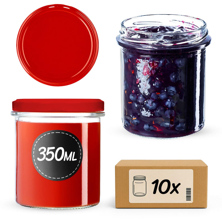 KADAX 10er Set Marmeladengläser 350ml TO82, Einmachgläser Vorratsgläser Mason Jar mit Schraubdeckel,