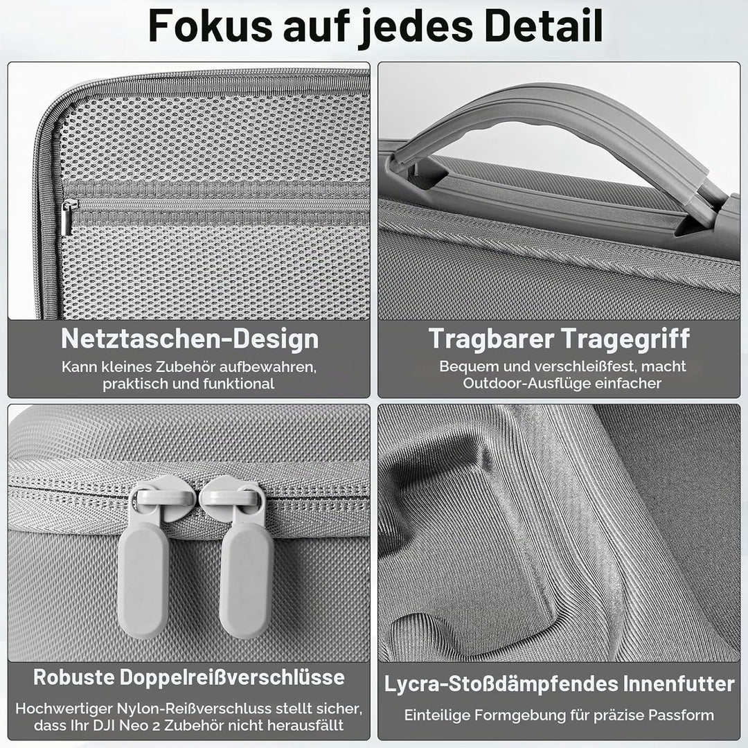 Tasche für DJI Neo 2 Case, Tragbar PU Case für DJI Neo 2 Fly More Combo Zubehör, Neo 2 Tasche, Reise
