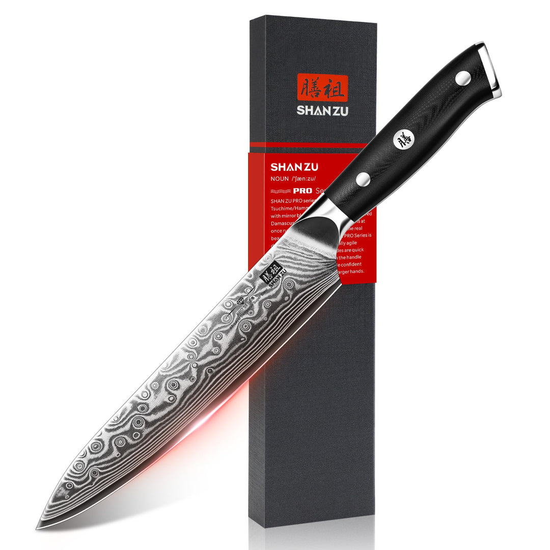 SHAN ZU Damast Allzweckmesser 15cm, Japanisches Kochmesser | Küchenmesser mit scharfer Klinge aus 67