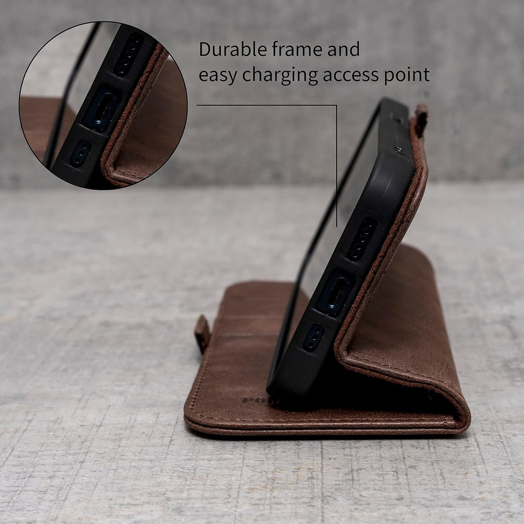 Porter Riley - Lederhülle für Samsung Galaxy S23. Premium Echtleder Standhülle/Cover/Brieftasche (Sc