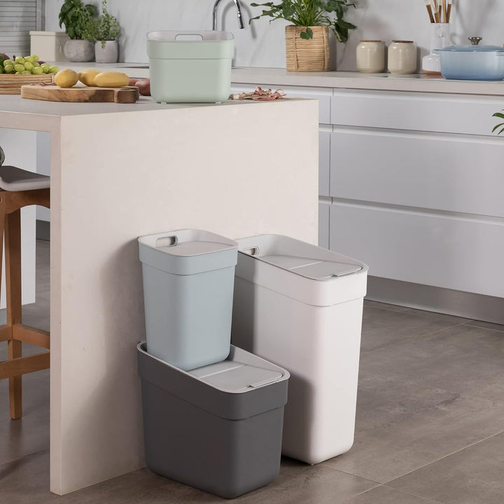 Curver Ready to Collect Recycling-Mülleimer, 100% recycelt, mit hellgrauem Deckel, 5 l 5 l grün, 5 l