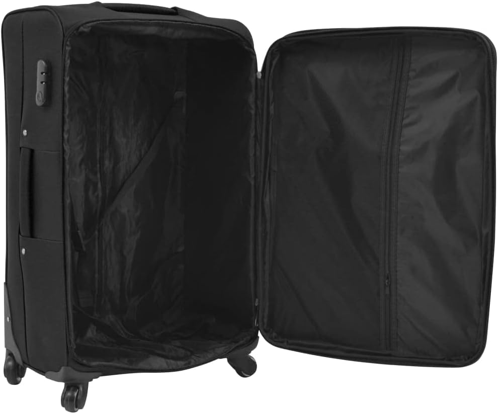 vidaXL 3X Reisekoffer Schwarz Weichgepäck Trolley Handgepäck Kofferset Koffer, Schwarz