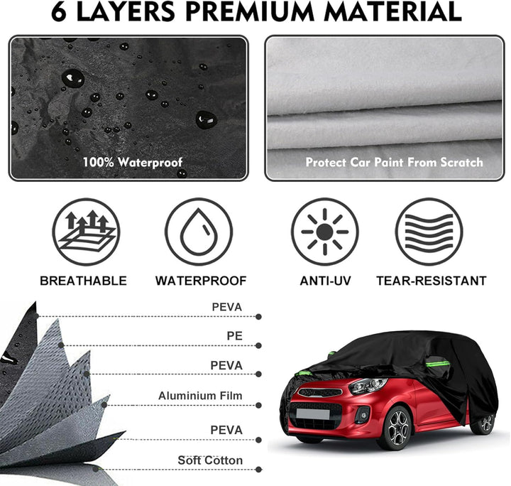 Autoabdeckung Wasserdicht Ersatz für Kia Picanto 2003-2024, Auto Abdeckplane Autogarage Autoplane Ga