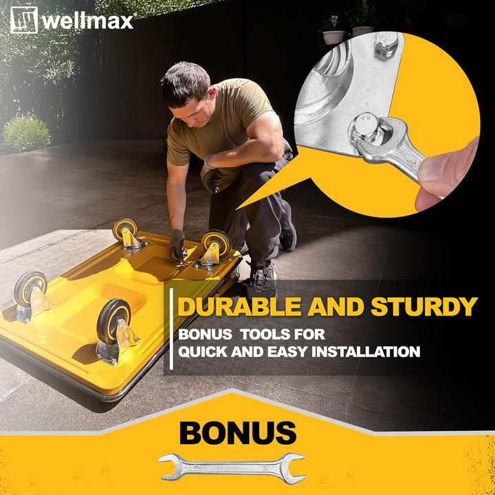 Push Cart Dolly by Wellmax, Moving Platform Hand Truck, Foldable for Easy Storage and 360 Degree Swi