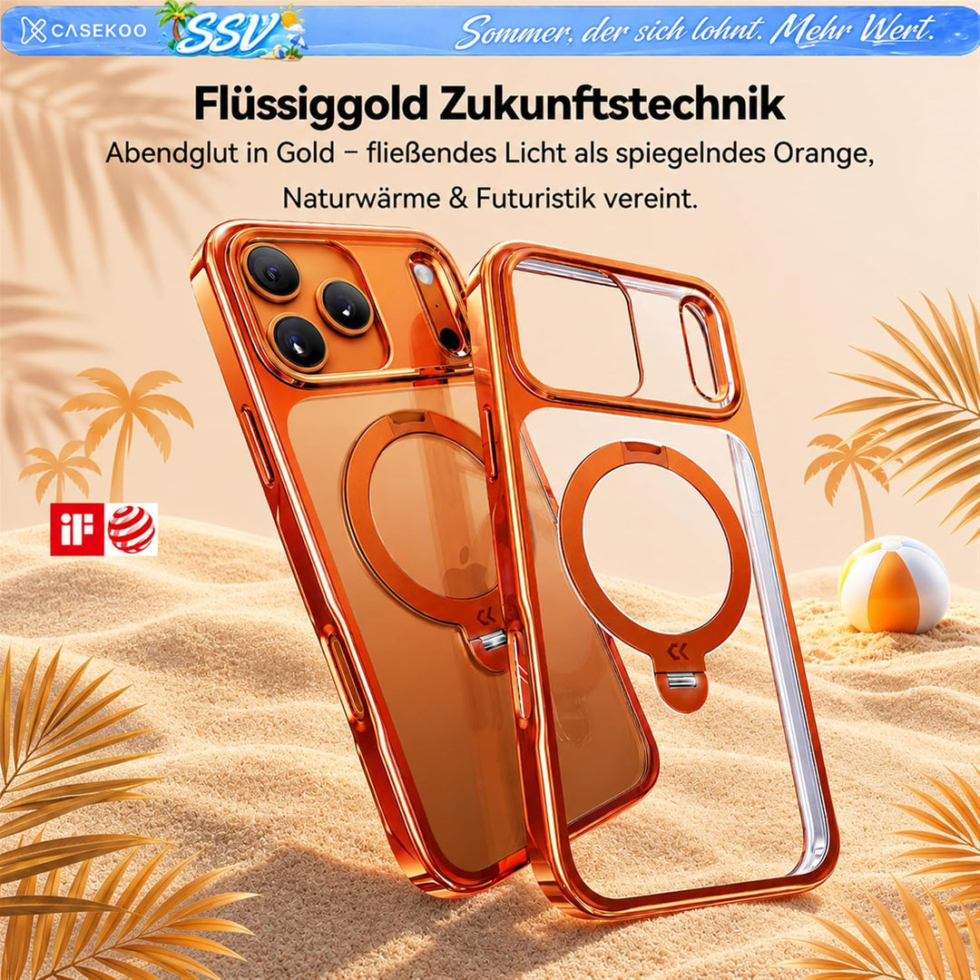 CASEKOO Cosmic Orange für iPhone 17 Pro Max Hülle für MagSafe [360 Drehständer] [Kameraschutz &amp; Mili