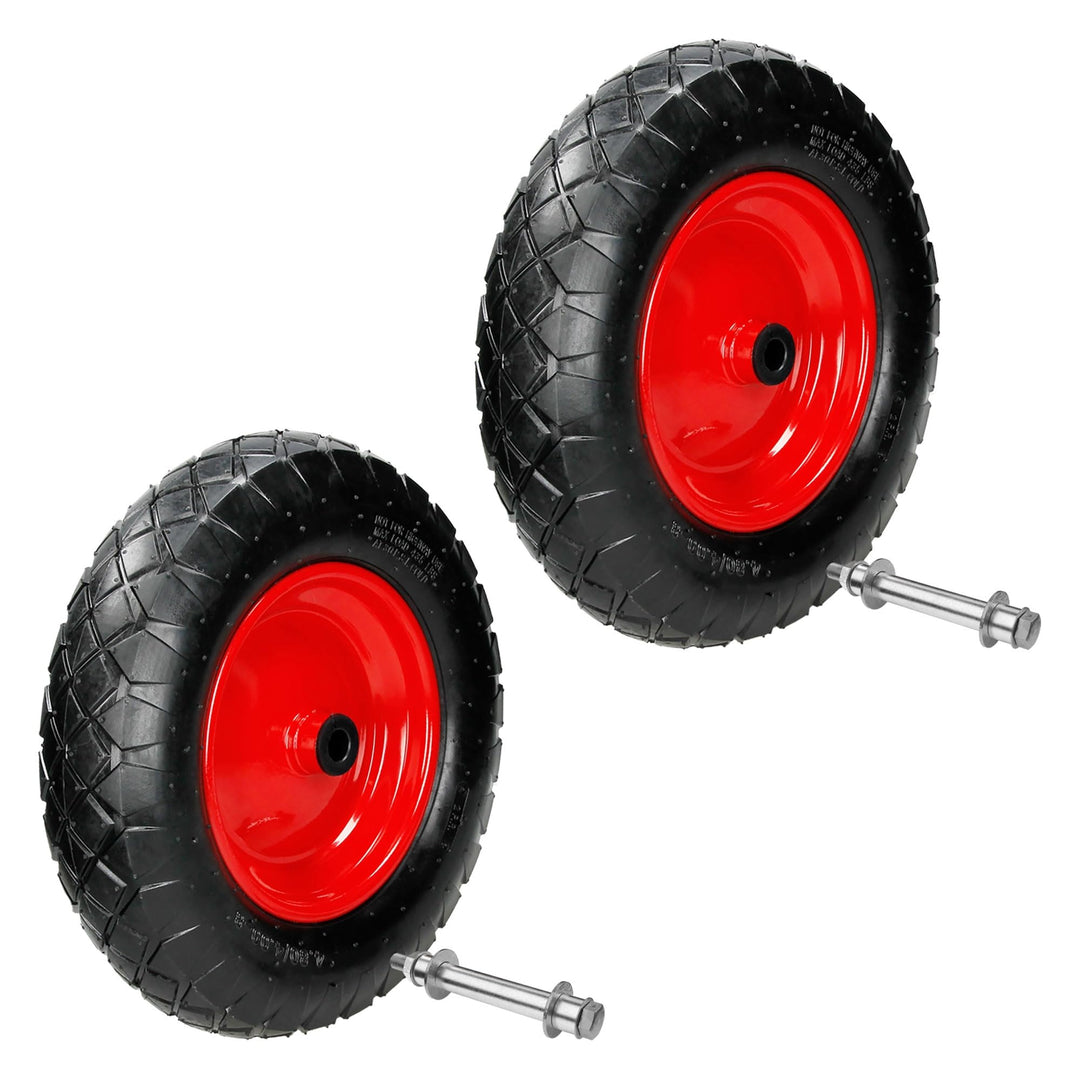 ECD Germany 2er Set Schubkarrenrad luftbereift mit Achse, 4.80/4.00-8, Ø 390 mm, 95 mm Breite, 200 k