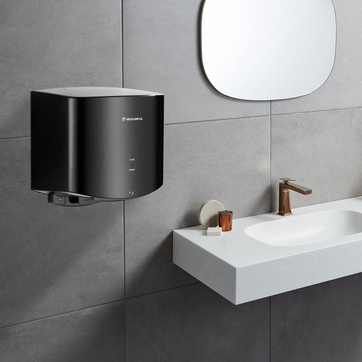 modunful Kompakter Händetrockner für Toiletten, hohe Geschwindigkeit, 1200W Schwarz F1b, Schwarz F1b