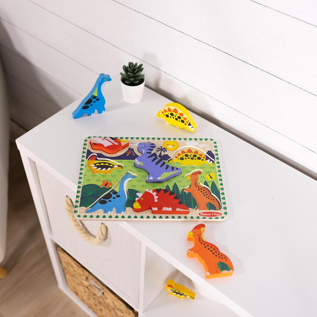 Melissa & Doug 13747 Dinosaurs Chunky Puzzle Puzzles Wooden Toy 3+ Gift for Boy or Girl, 2.54 cm*30.