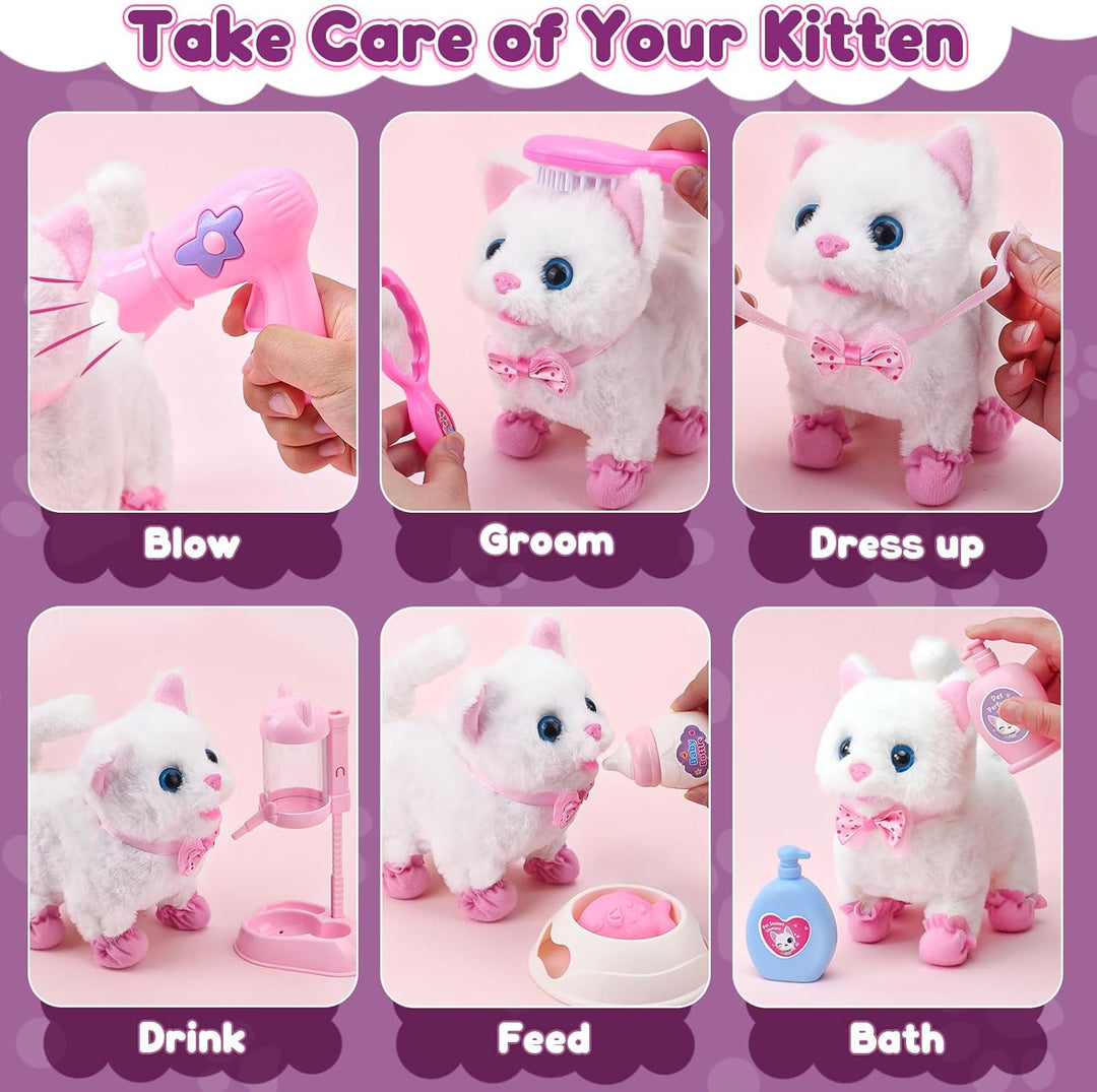 Tacobear Katzen Spielzeug Kinder 2 3 4 Jahre Kuscheltier Spielzeug Interaktives Haustier mit Elektro