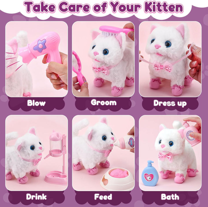 Tacobear Katzen Spielzeug Kinder 2 3 4 Jahre Kuscheltier Spielzeug Interaktives Haustier mit Elektro