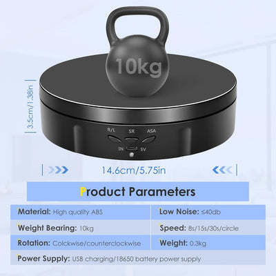 Drehteller Elektrisch, VAYOTOY 360 Grad Drehscheibe Elektrisch 6 Zoll/14,6 cm 10 kg Kleiner Elektris