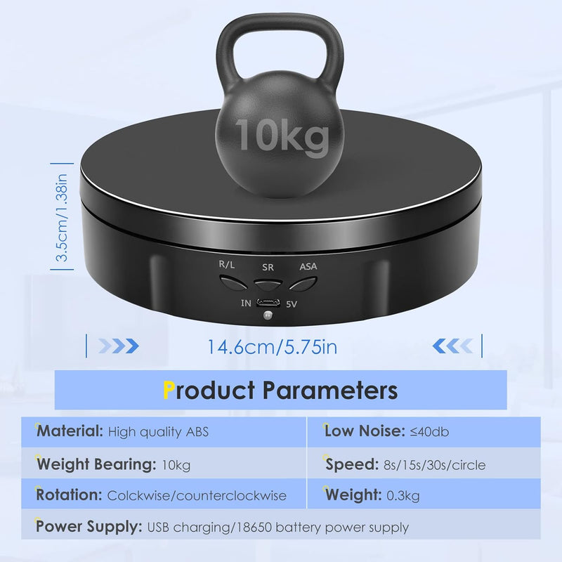 Drehteller Elektrisch, VAYOTOY 360 Grad Drehscheibe Elektrisch 6 Zoll/14,6 cm 10 kg Kleiner Elektris