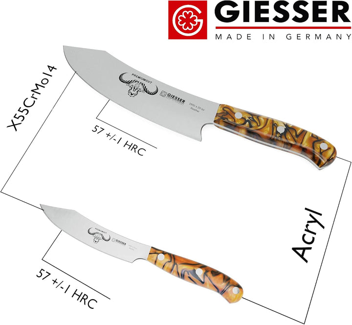 Giesser seit 1776 - Made in Germany - PremiumCut, Spicy Orange, Messerset 2 teilig, Kochmesser 20 cm
