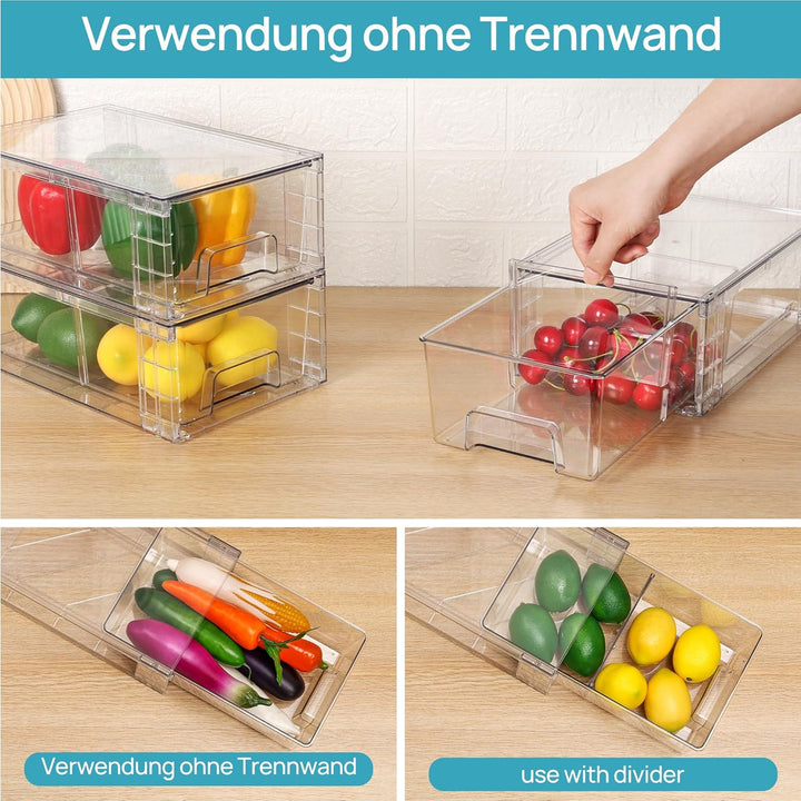 Vtopmart 4 Stücke Stapelbare Aufbewahrungsschubladen, durchsichtige Schubladenorganisatoren aus Acry
