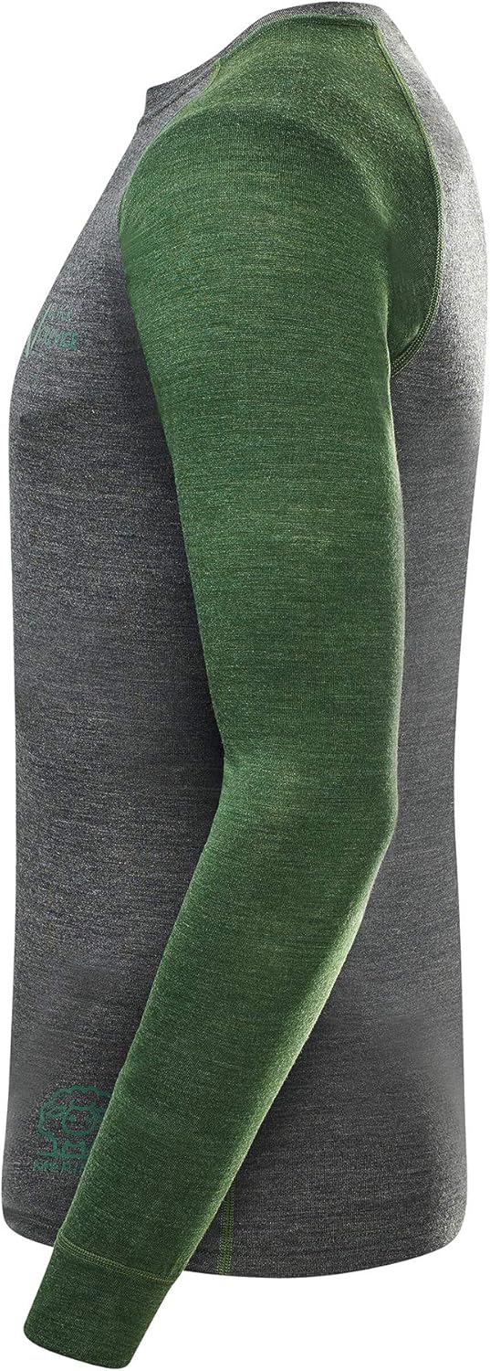 Black Crevice Herren Langarmshirt aus Merino Wolle S Anthracite/Forest Green, S Anthracite/Forest Gr