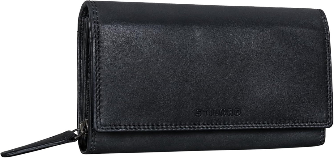 STILORD 'Ellen' Leder Geldbörse Damen RFID und NFC Schutz in stilsicherer Geschenkbox Grosses Portem