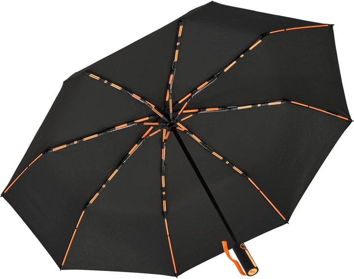 iX-brella Big Fiberglas Taschenschirm 104cm mit farbigen Doppel-Speichen - schwarz-orange, Schwarz-o