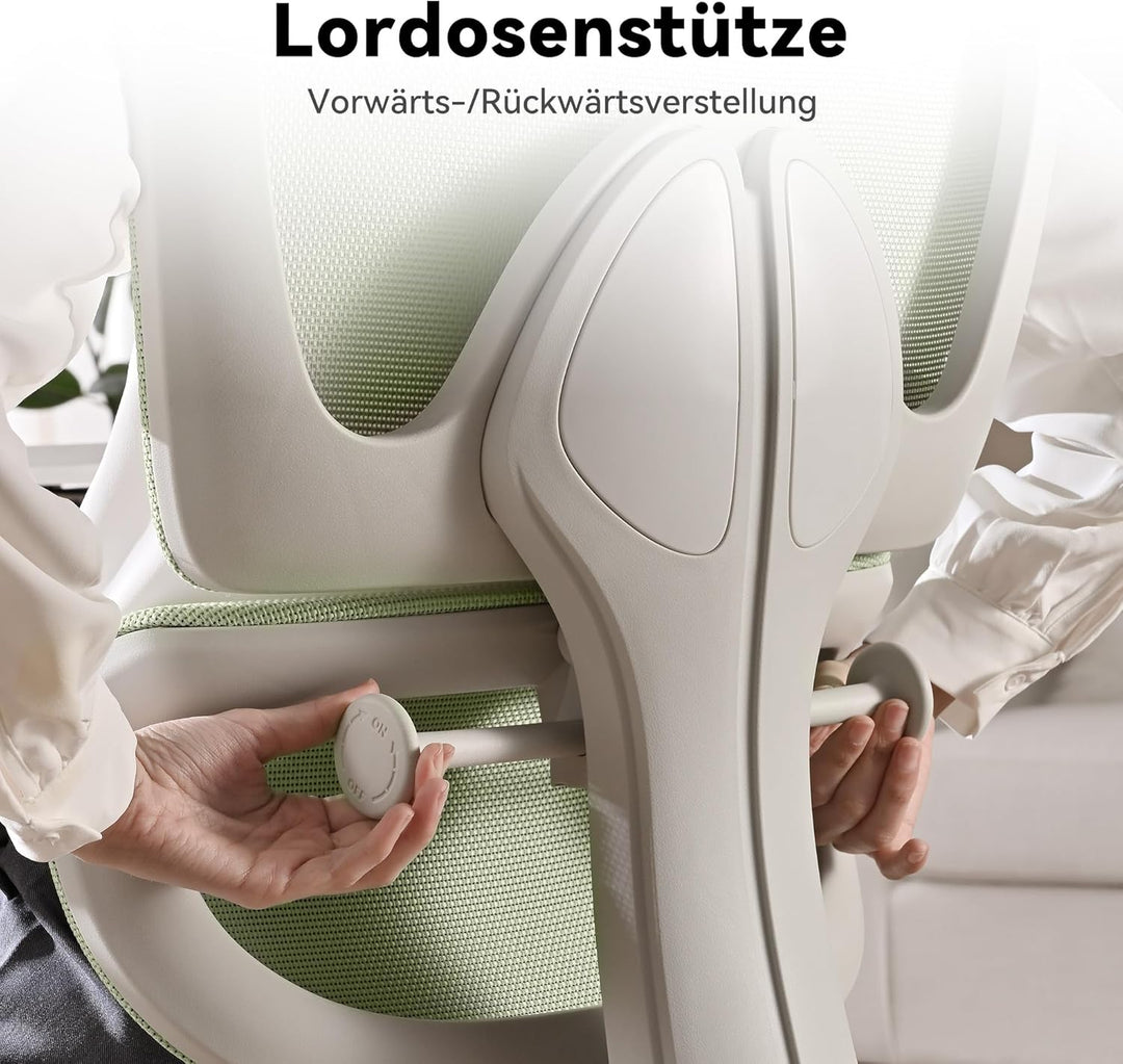 MUSSO E600SE Ergonomischer Bürostuhl, 3-stufig verstellbare Lendenwirbelsäule 3D-verstellbare Armleh