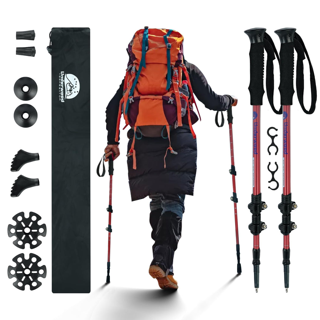 Nordic Walking Stick für Damen und Herren, Teleskop 2 Stück Wanderstöcke für Trekking, Aluminium Wan