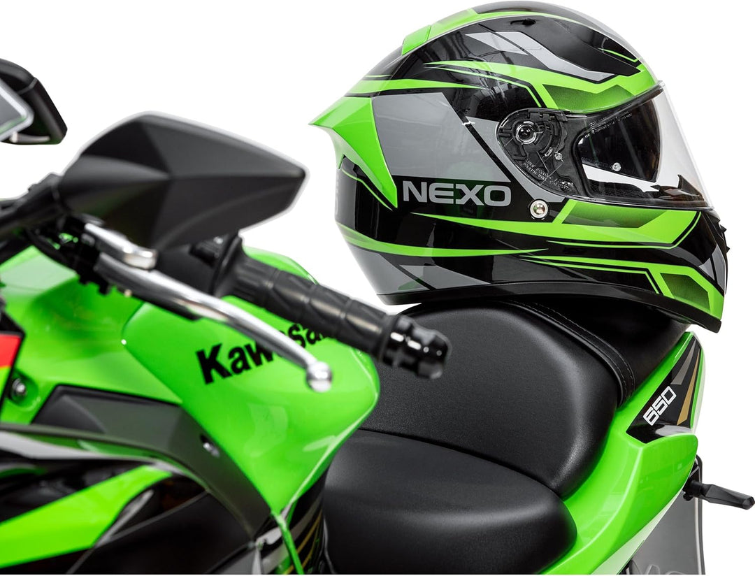 Nexo Integralhelm Sport II - Kratzfeste Visierung - Thermoplast - Belüftung Grün L, Grün L