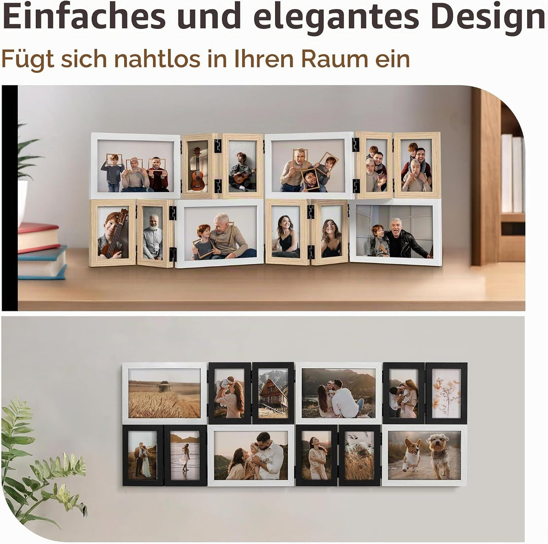 SUMGAR Bilderrahmen Collage Holz Weiss Mehrere 10x15 Fotorahmen Tischrahmen Wandrahmen mit HD Glas M