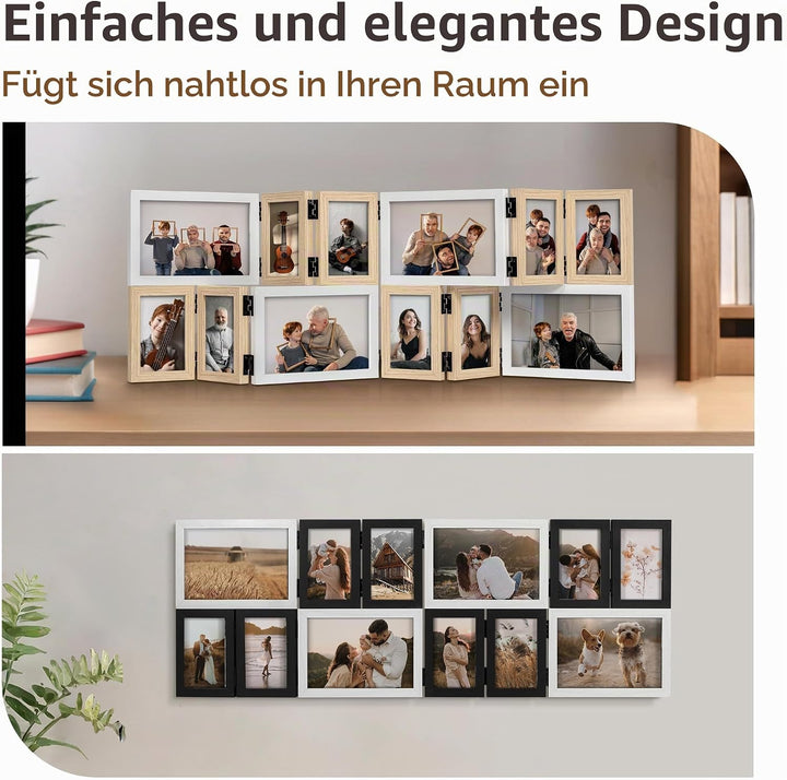 SUMGAR Bilderrahmen Collage Holz Weiss Mehrere 10x15 Fotorahmen Tischrahmen Wandrahmen mit HD Glas M