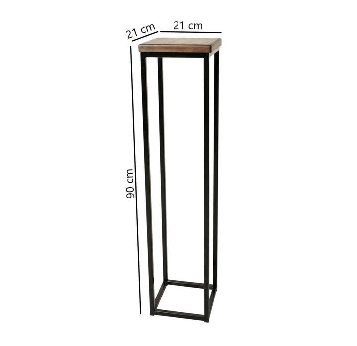 1 BestLoft Blumensäule Dora aus Eiche - Dekosäule im schlanken Design + Stahlgestell (Gestell Schwar