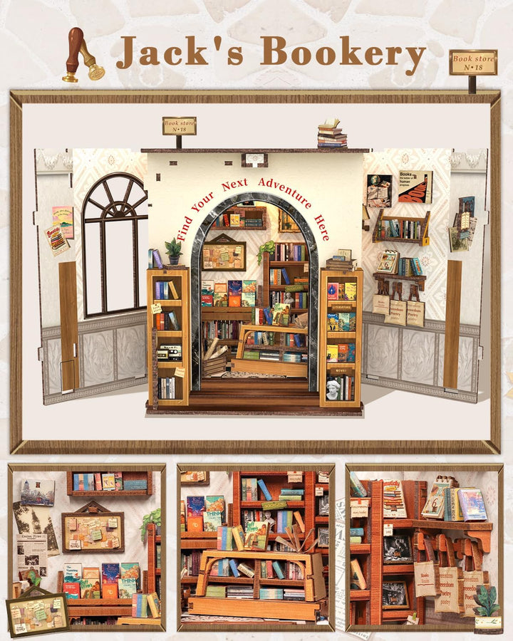 CUTEBEE Book Nook Kit - Holz Miniatur Haus Private Buchhandlung Thema Stil - DIY Bastelset Minihaus
