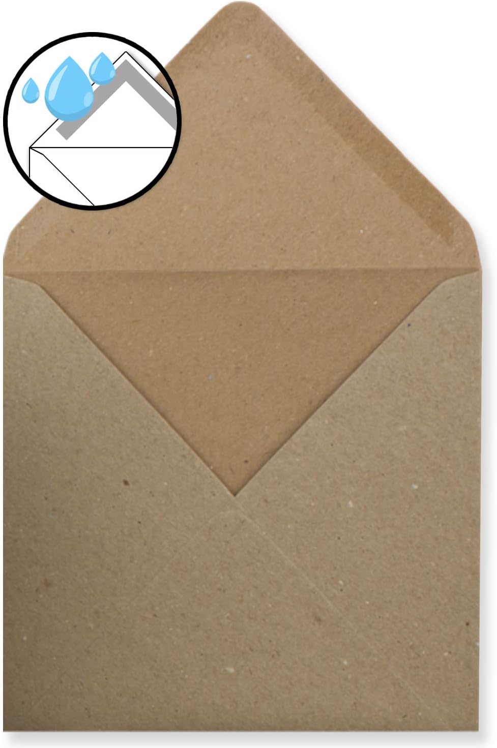 100x Kraftpapier Karten-Set inklusive Briefumschläge quadratisch - Braun - Grösse Faltkarten (gefalt