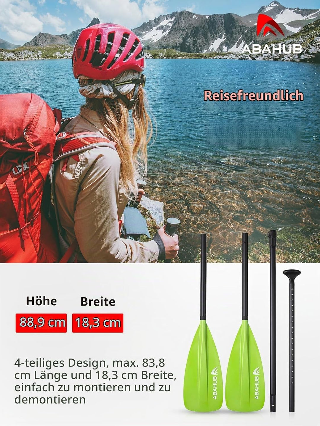 Abahub SUP Paddel / 2 in 1 Sup Kajak Paddel Aluminium Einstellbares Stand Up Paddle für Paddleboard,