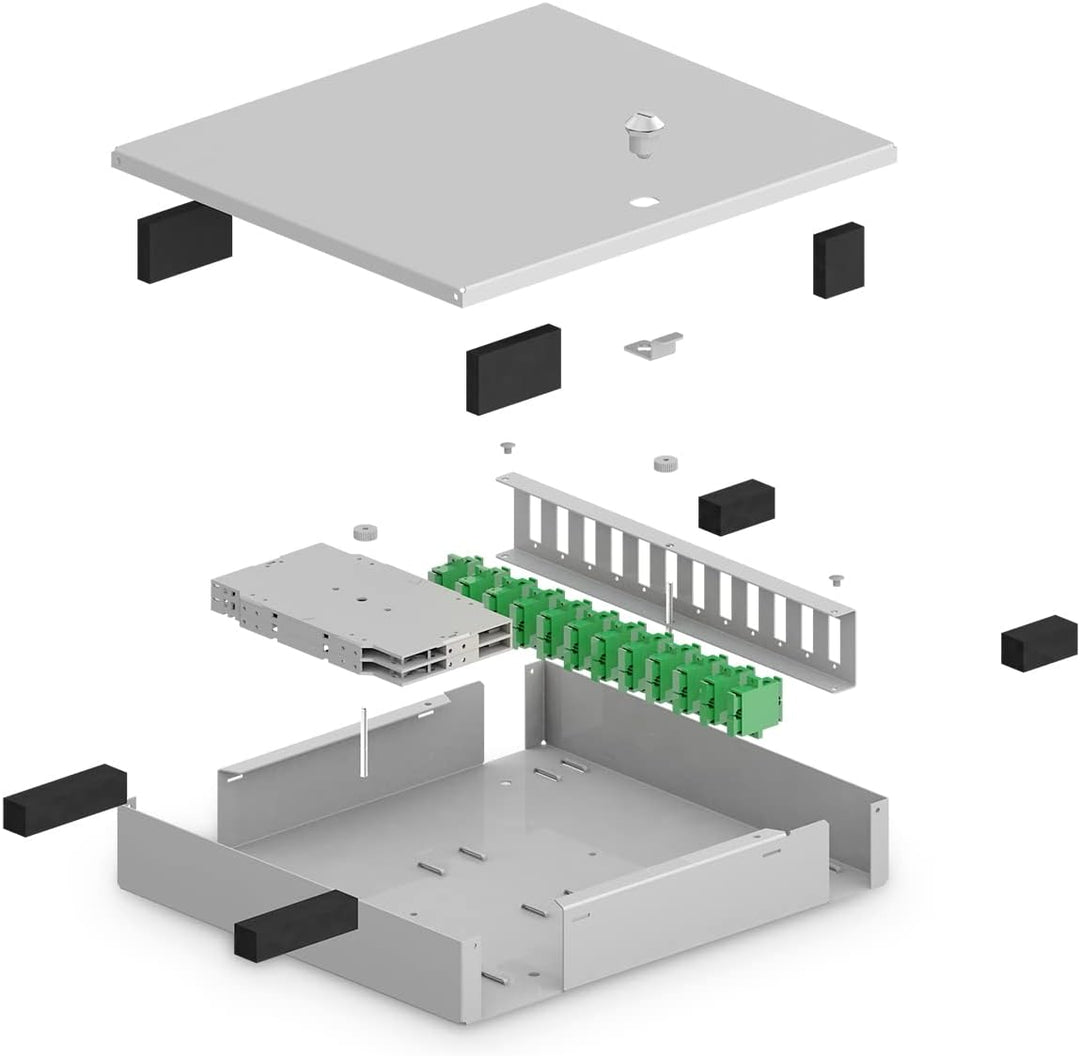 DIGITUS LWL-Spleissbox - 48 Fasern - IP20 Schutzklasse - Wandmontage - Glasfaser Unibox - Grau