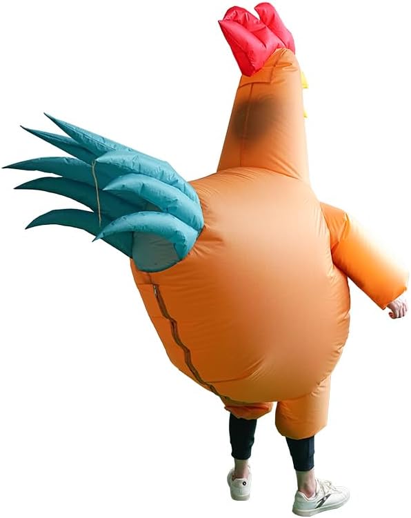 IRETG Aufblasbare Hahn Hühner Kostüm Blow Up Ride-on Huhn Kostüme für Party Halloween Weihnachten Co