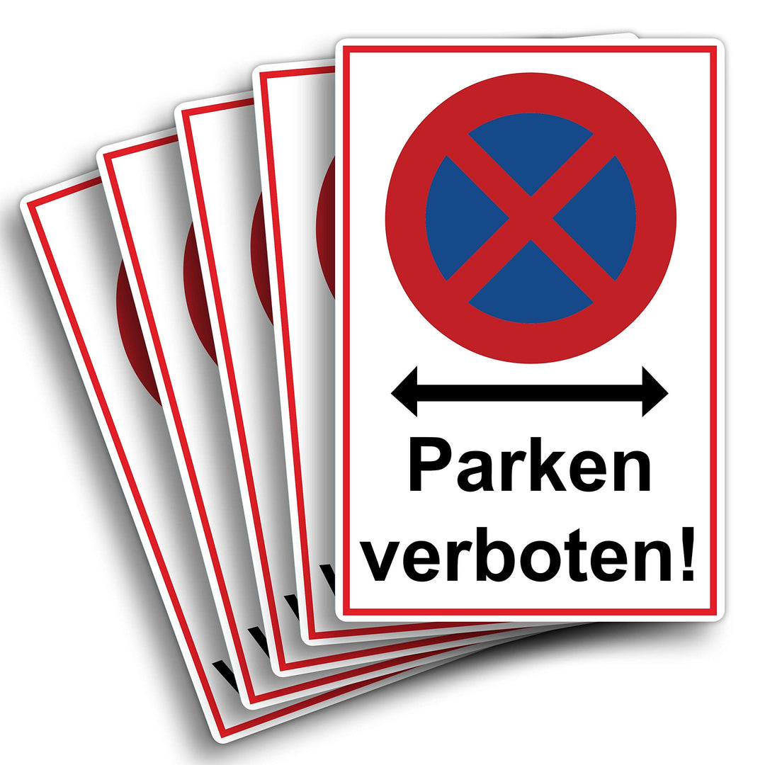 5 Stück Absolutes Halteverbot parken verboten Schild 20 x 30 cm aus stabiler PVC Hartschaumplatte 3m