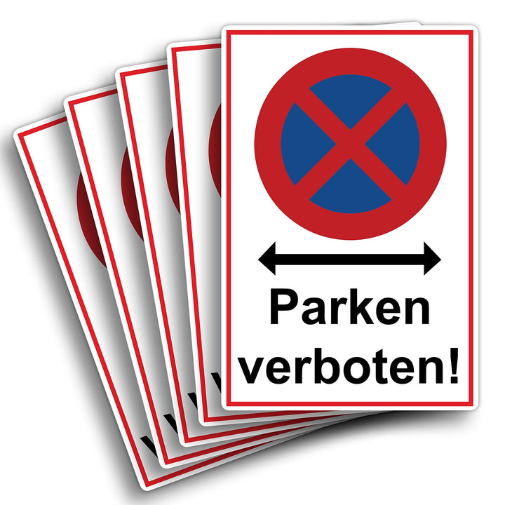 5 Stück Absolutes Halteverbot parken verboten Schild 20 x 30 cm aus stabiler PVC Hartschaumplatte 3m