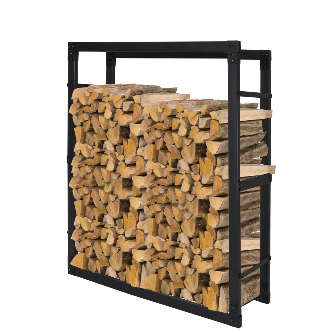 Ikodm kaminholzregal Innen und Aussen, Metall Brennholzregal aussen 80 x 25 x 150CM, Holzstapelhilfe