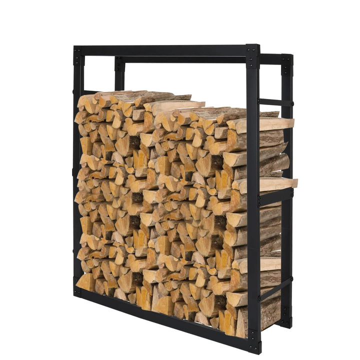 Ikodm kaminholzregal Innen und Aussen, Metall Brennholzregal aussen 80 x 25 x 150CM, Holzstapelhilfe