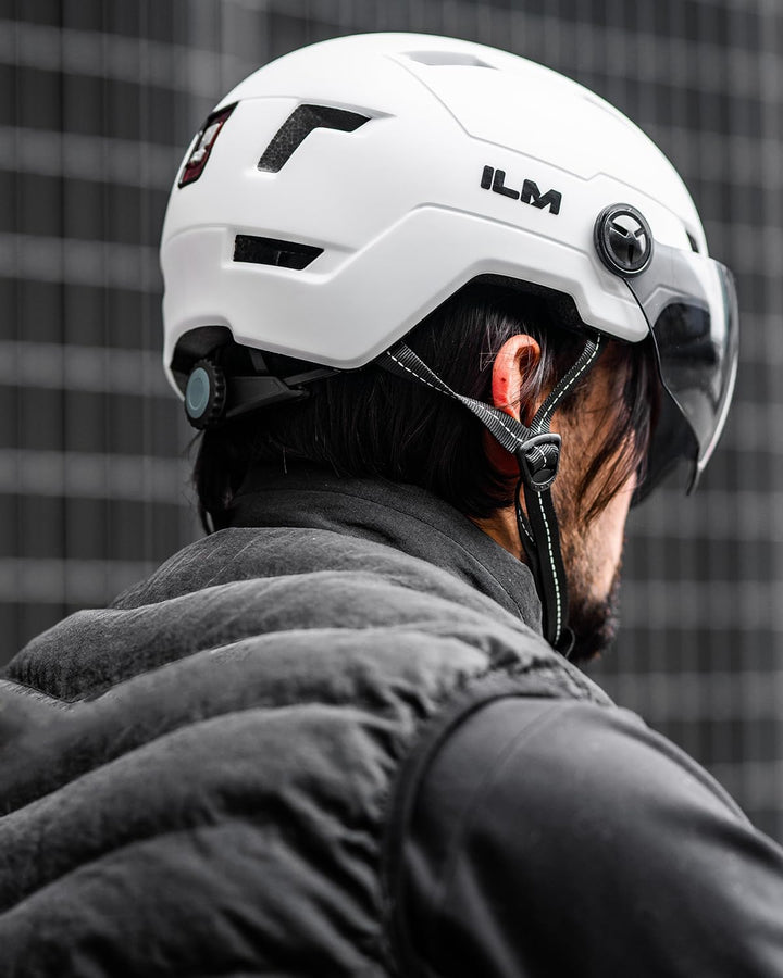ILM Fahrradhelm mit Visier und LED Licht Mountain&Road Fahrradhelme für Damen und Herren Fahrradhelm