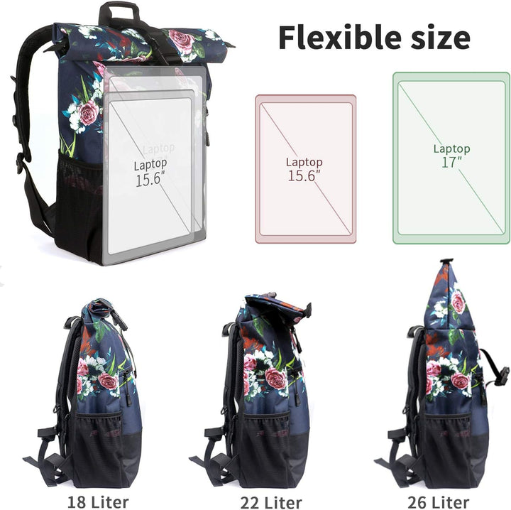 RJEU Rucksack Damen,Laptop Rucksack für 17.3 Zoll Laptop,Schulrucksack Frauen Mädchen Teenager mit U