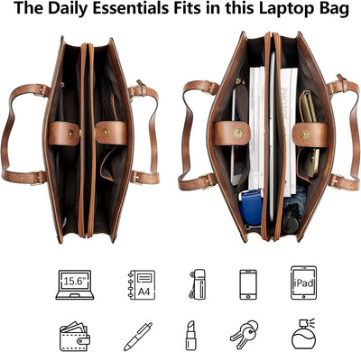 BOSTANTEN Damen Laptop Handtasche 15.6 Zoll Aktentasche PU Leder Schultertasche Frauen Businesstasch