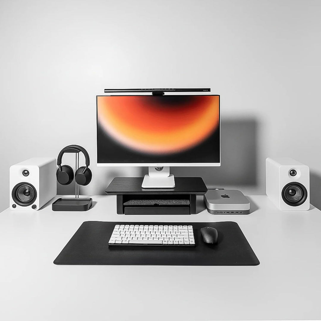 Raico Schreibtischregal, kleiner Monitorständer, Mini-Setup-Cockpit Schwarzes Holz Small | 47cm, Sch