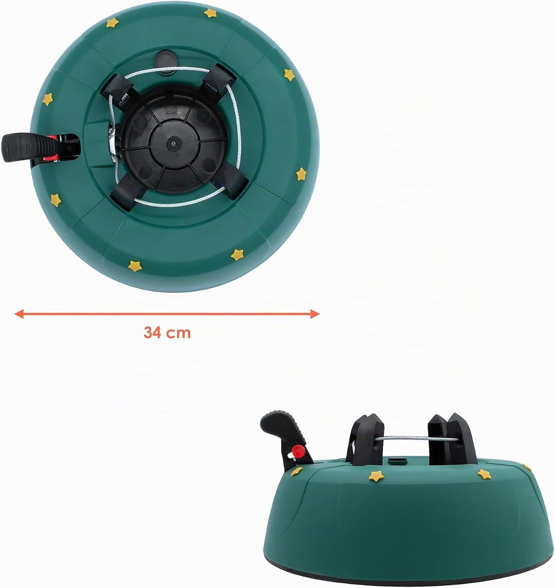Christbaum Ständer grün mit Einseiltechnik und Fusshebel - 34 cm - Weihnachtsbaumständer mit Wassert