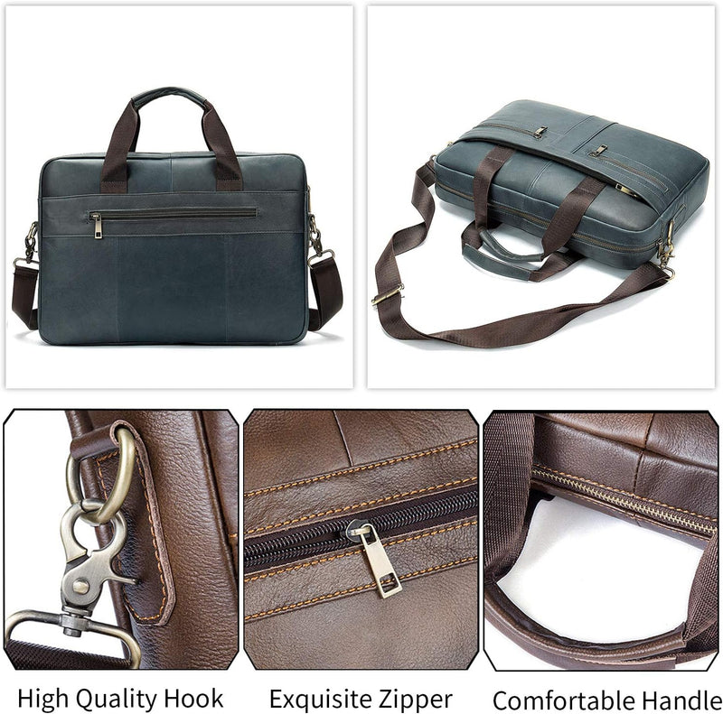 FANDARE Herren Laptop-Aktentaschen Leder Handtasche Business Umhängetasche Wasserdicht Crossbody Mes