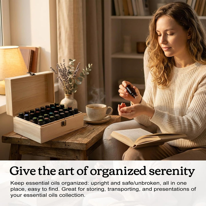 Ätherische Öle Holzbox, 36 Löcher Aromatherapie Öle Flaschen Tragbar Tragen Organisator Multifunktio