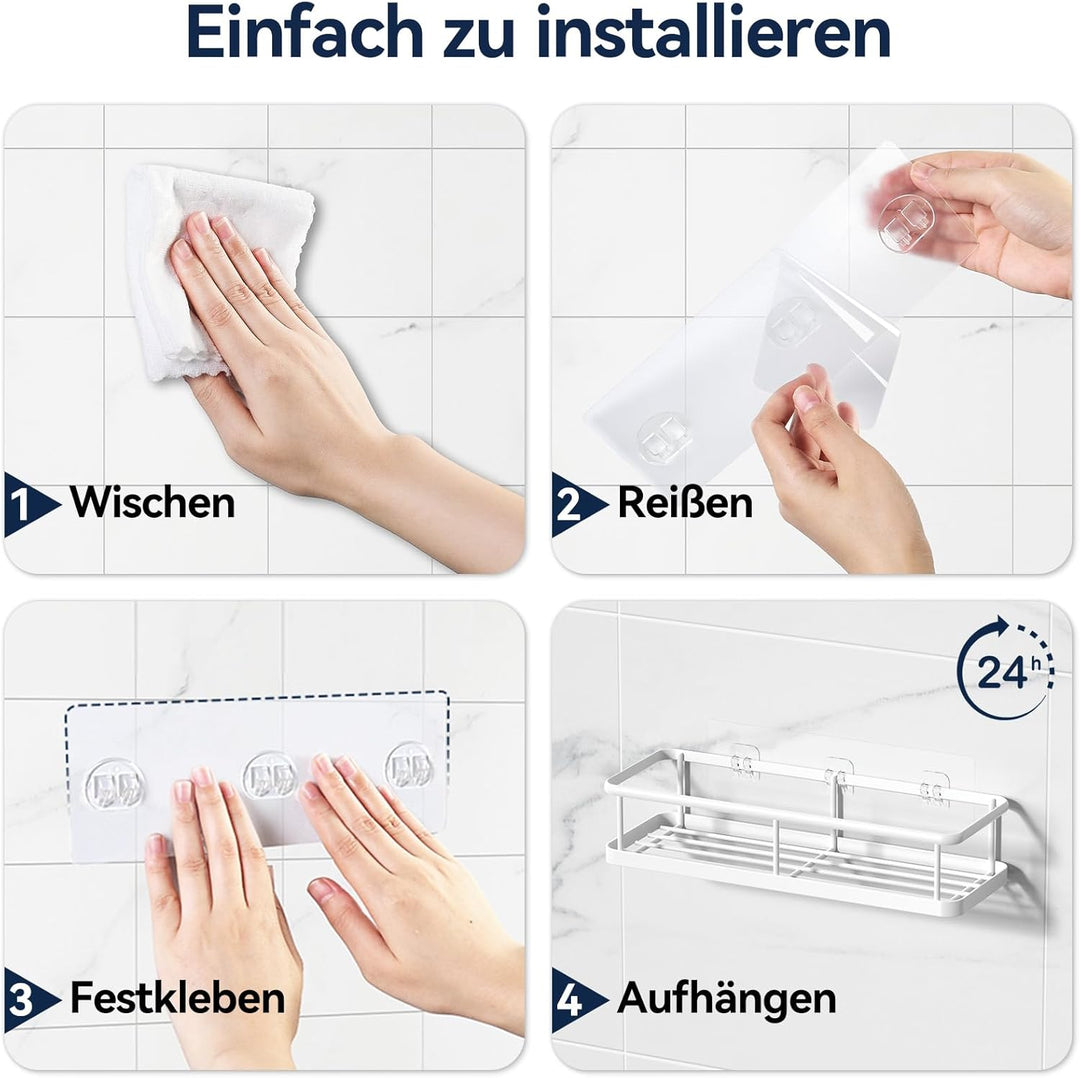 YASONIC Duschablage ohne Bohren Badezimmer Organizer, Badregal Duschregal ohne Bohren, Duschhalterun