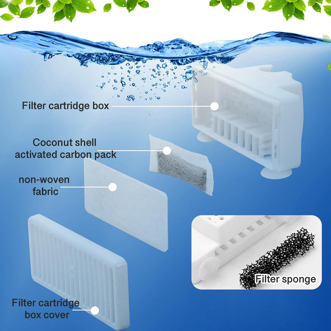 6 Stück Ersatzfilter für Pet Wasserbrunnen - T-förmige Filter-Nachfüllung mit 3-Fach Filtersystem (A