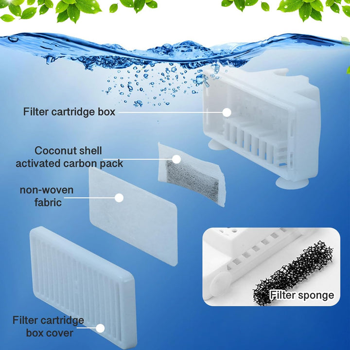 6 Stück Ersatzfilter für Pet Wasserbrunnen - T-förmige Filter-Nachfüllung mit 3-Fach Filtersystem (A